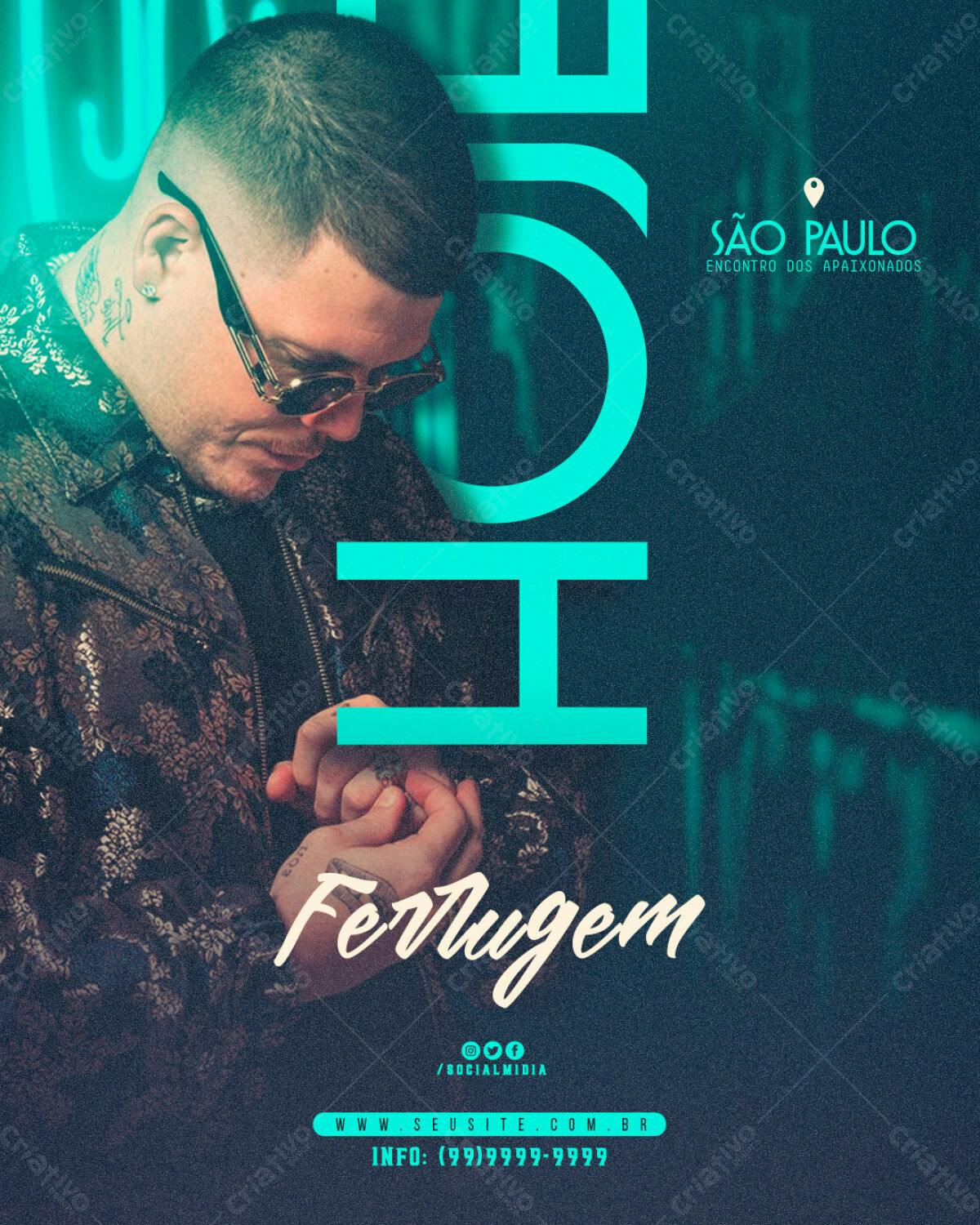 Flyer Show Ferrugem em São Paulo PSD Editável