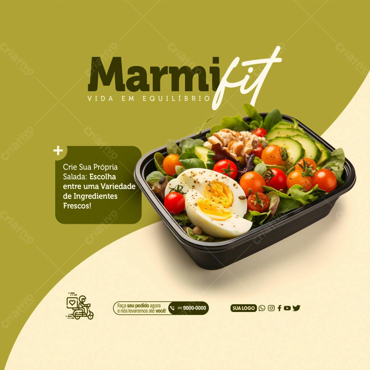 Postagem Instagram Marmita Fit PSD Editável