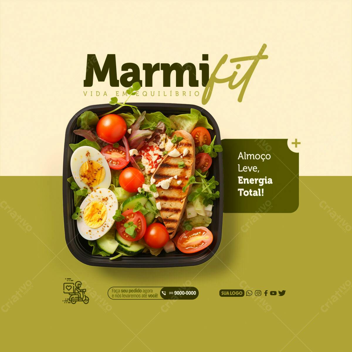 Postagem Instagram Marmitas Fit PSD Editável