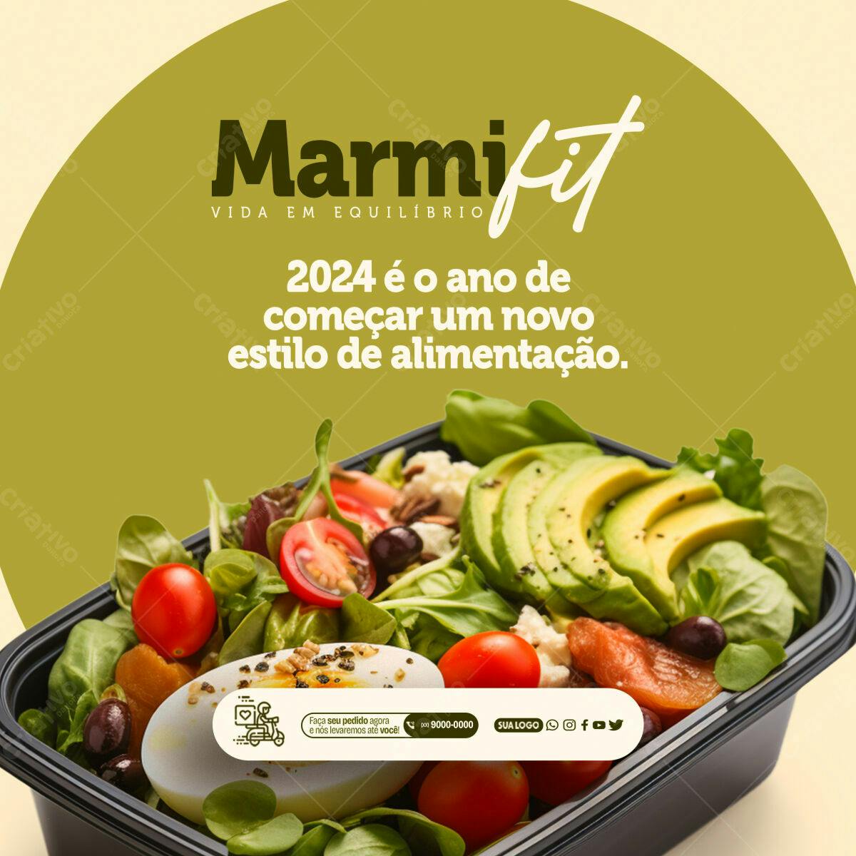 Postagem Instagram Alimentação Saudável 2024 PSD Editável