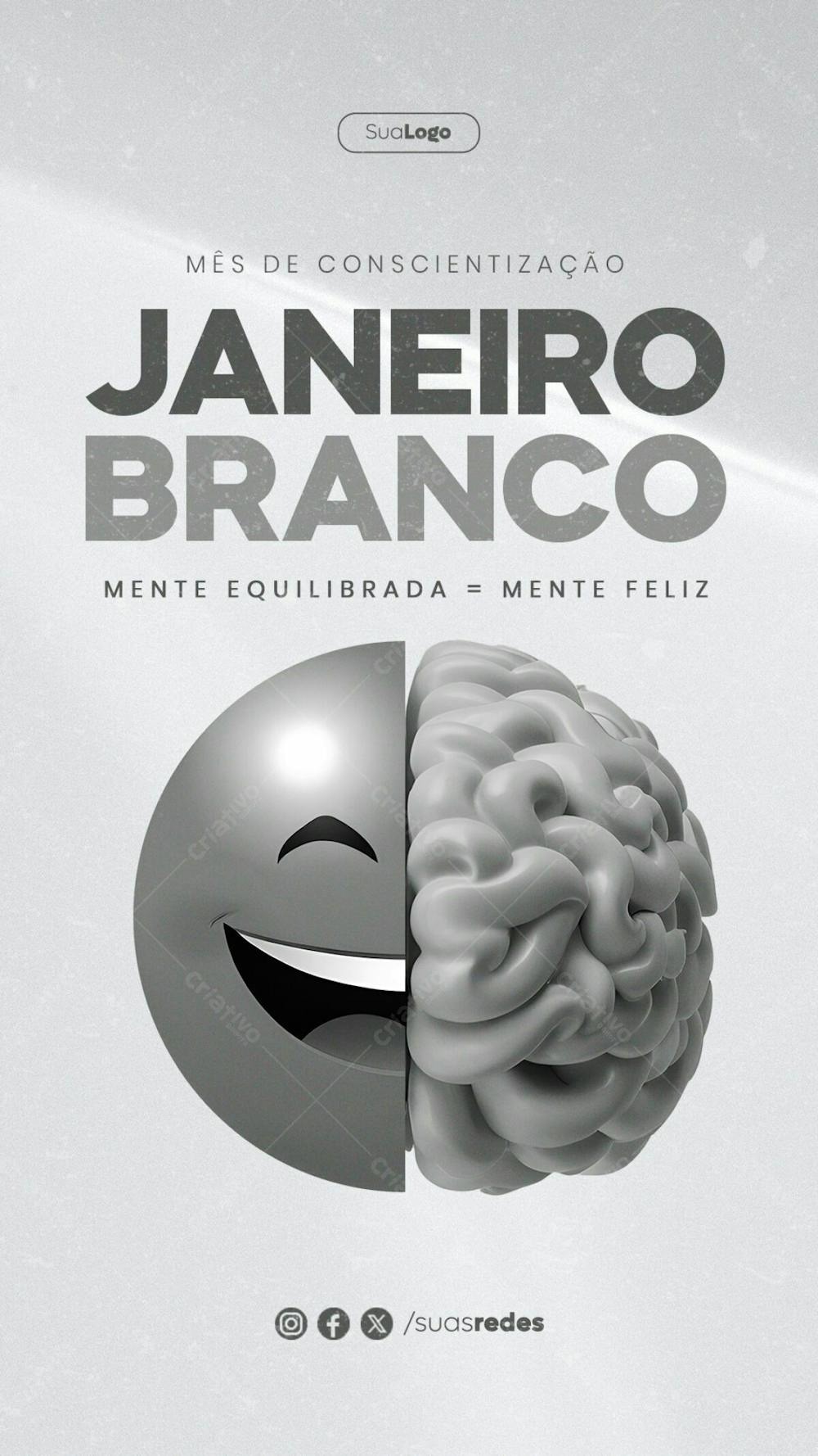 Janeiro Branco Mente Equilibrada  Mente Feliz Story  Social Media Post