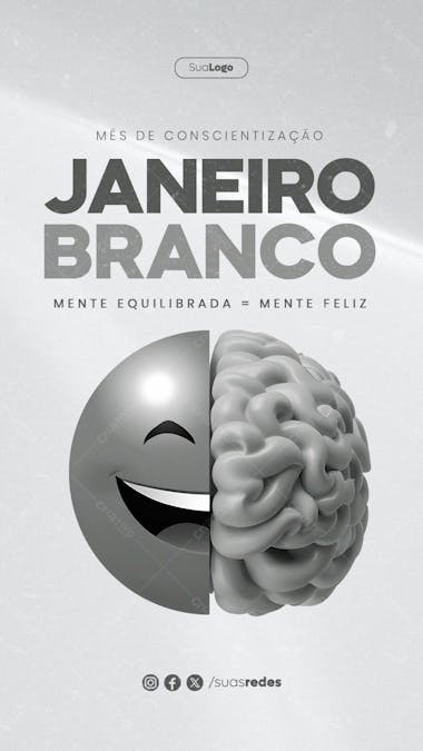 Janeiro branco mente equilibrada mente feliz story social media post