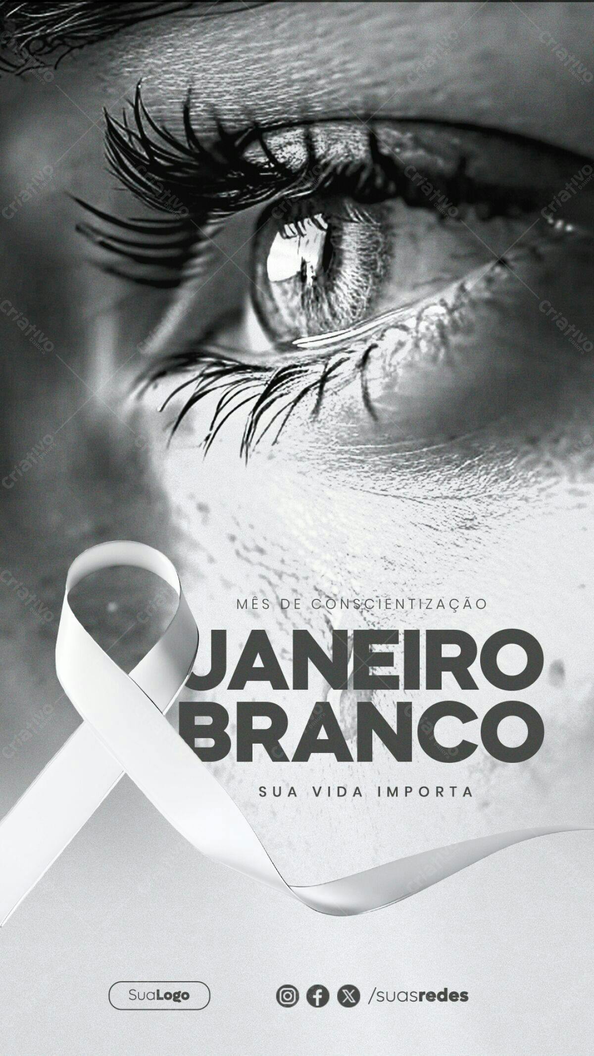 Flyer Janeiro Branco PSD Editável