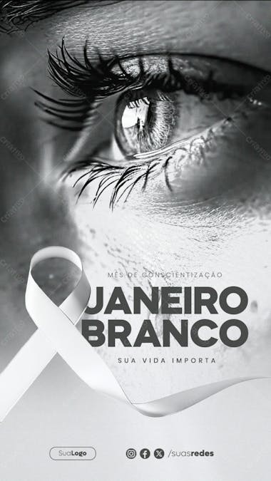 Janeiro branco sua vida importa story social media post