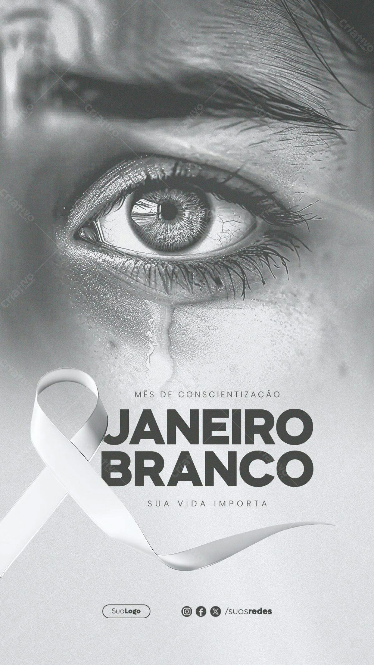 Flyer Janeiro Branco PSD Editável