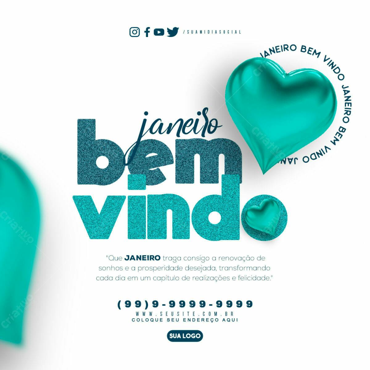 Postagem Boas Vindas Janeiro PSD Editável