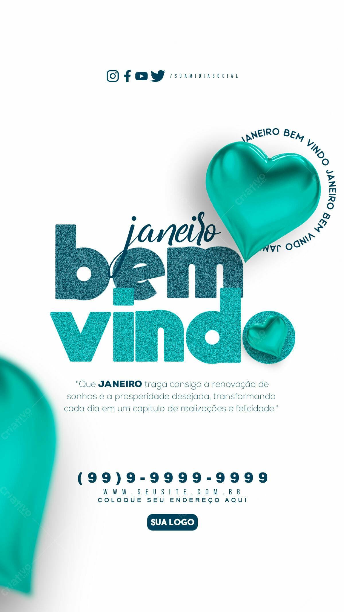Flyer Boas Vindas Janeiro PSD Editável