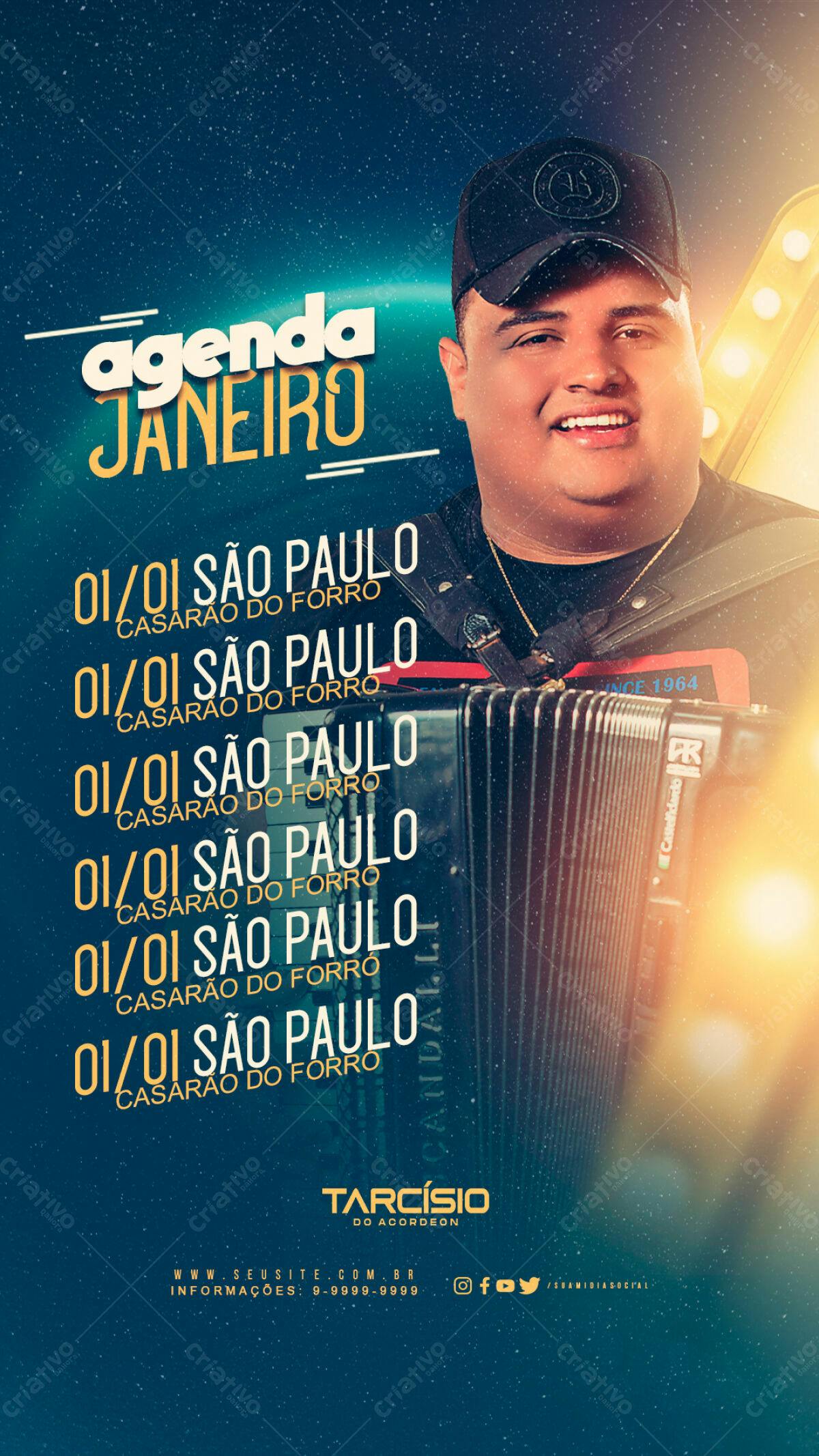 Flyer Show TARCÍSIO do Acordeon em São Paulo PSD Editável