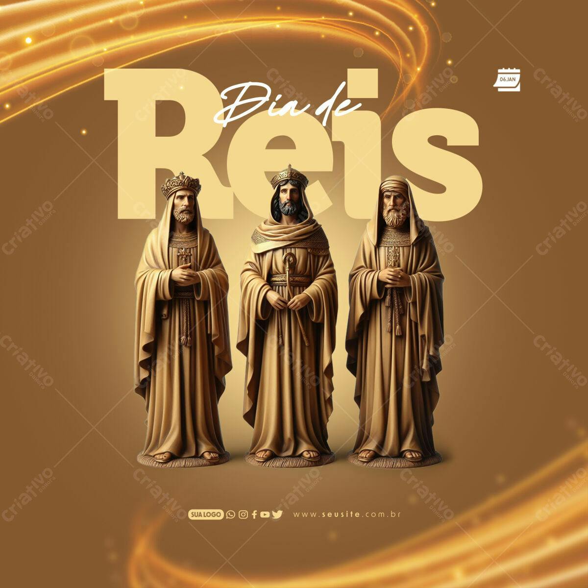 Postagem Dia de Reis PSD Editável