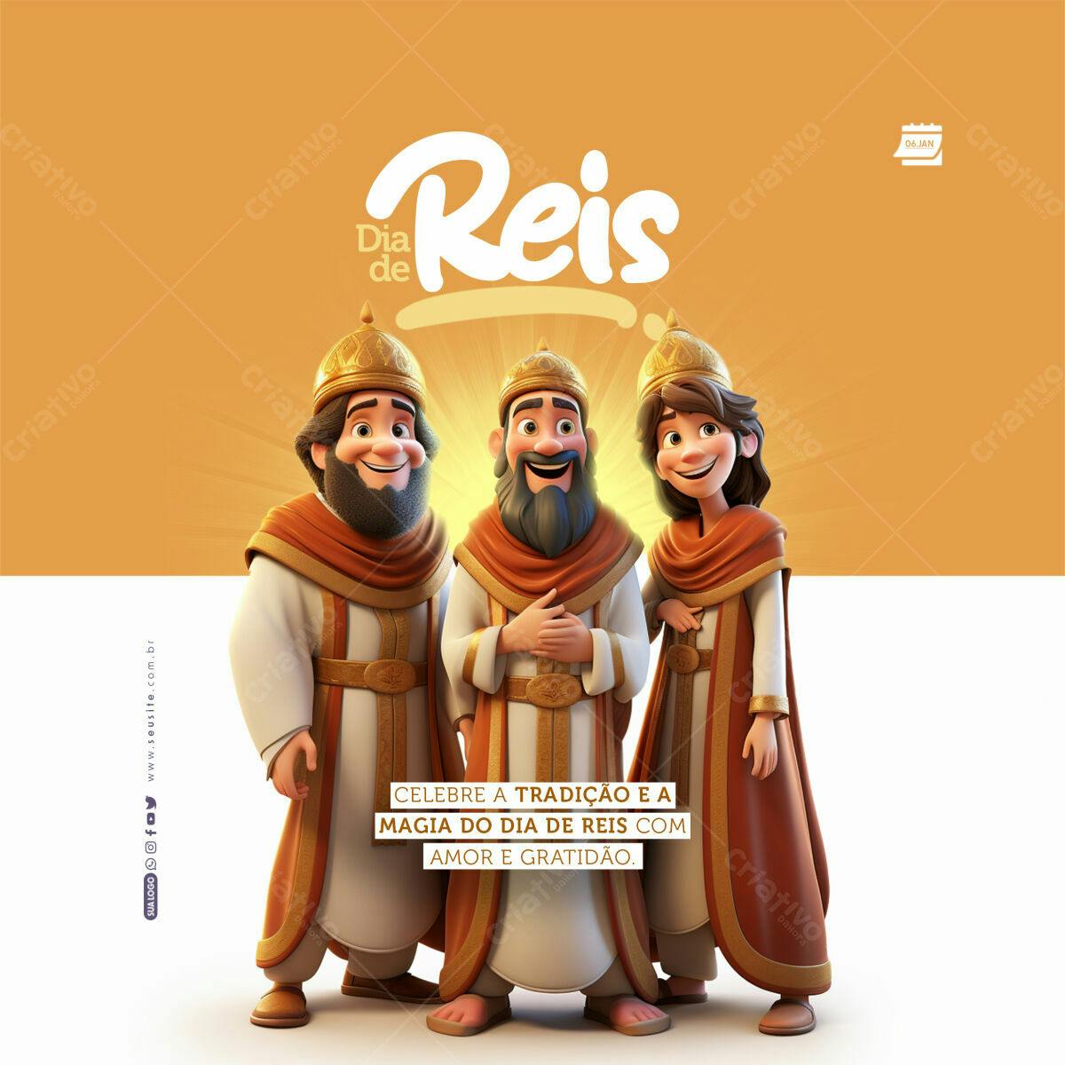 Postagem Dia de Reis PSD Editável