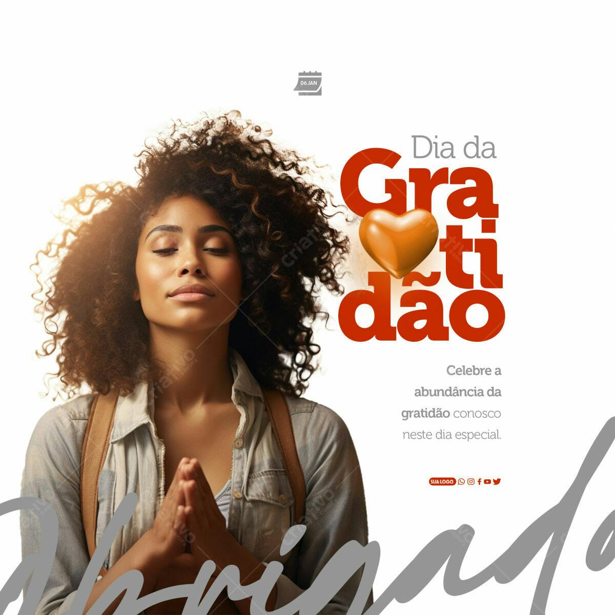 Post para o Dia da Gratidão PSD Editável