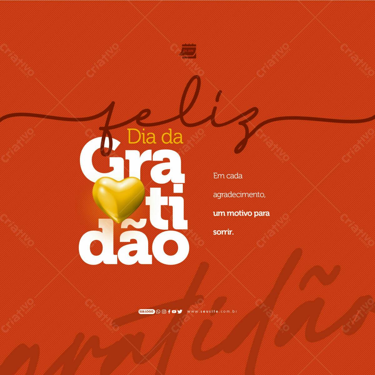 Postagem Dia da Gratidão PSD Editável