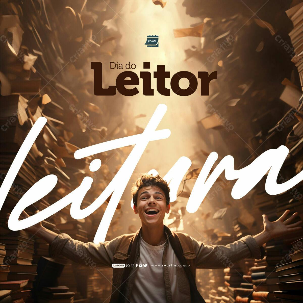 Flyer Dia do Leitor PSD Editável