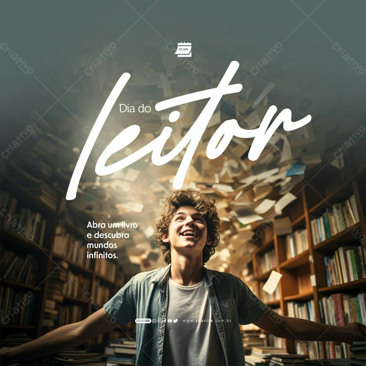 Post para o Dia do Leitor PSD Editável