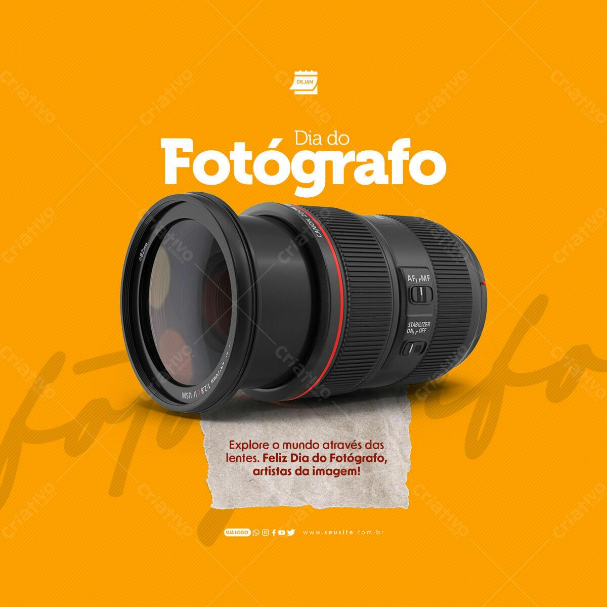 Post para o Dia do Fotógrafo PSD Editável