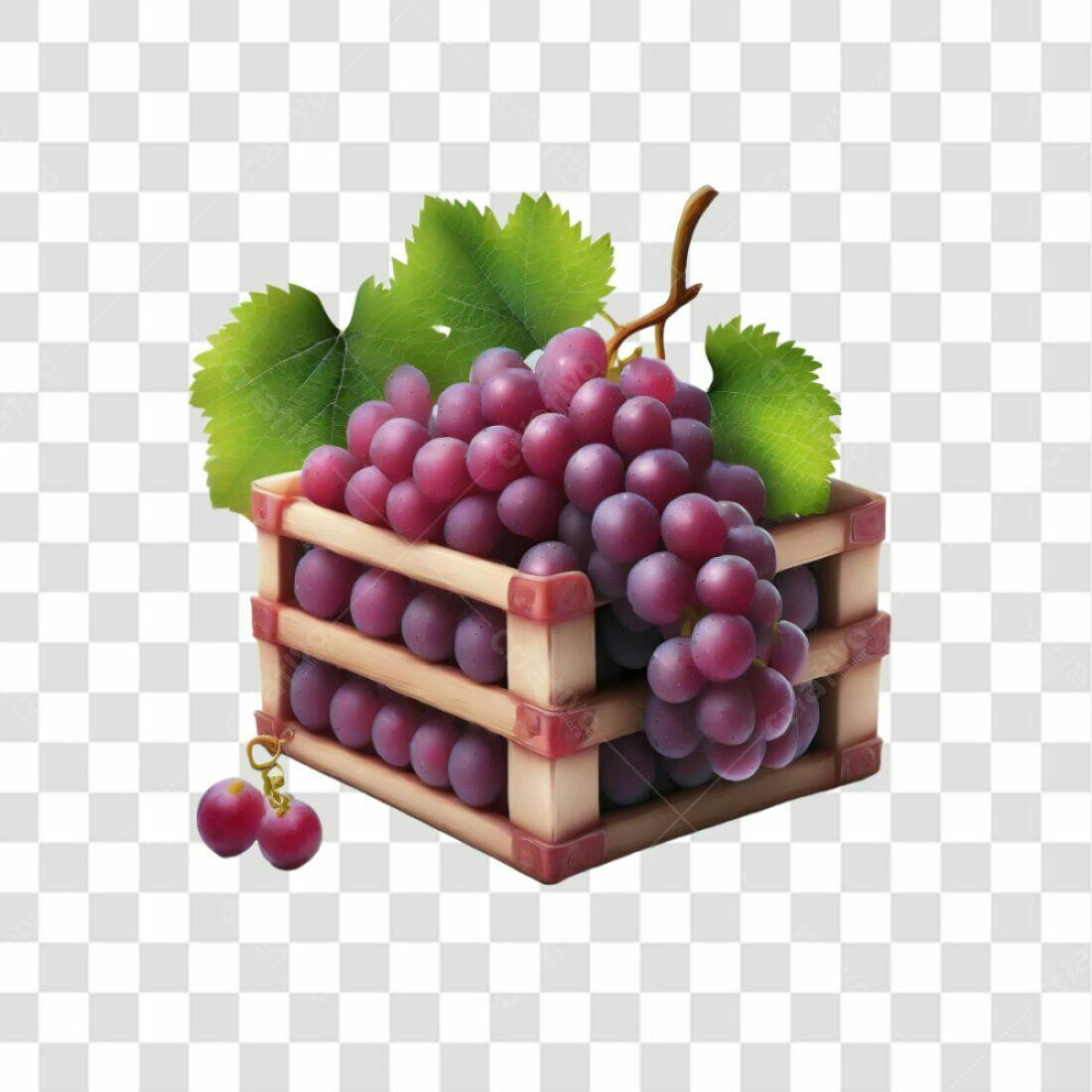 Icone Uvas Roxas em Caixa PNG com fundo transparente