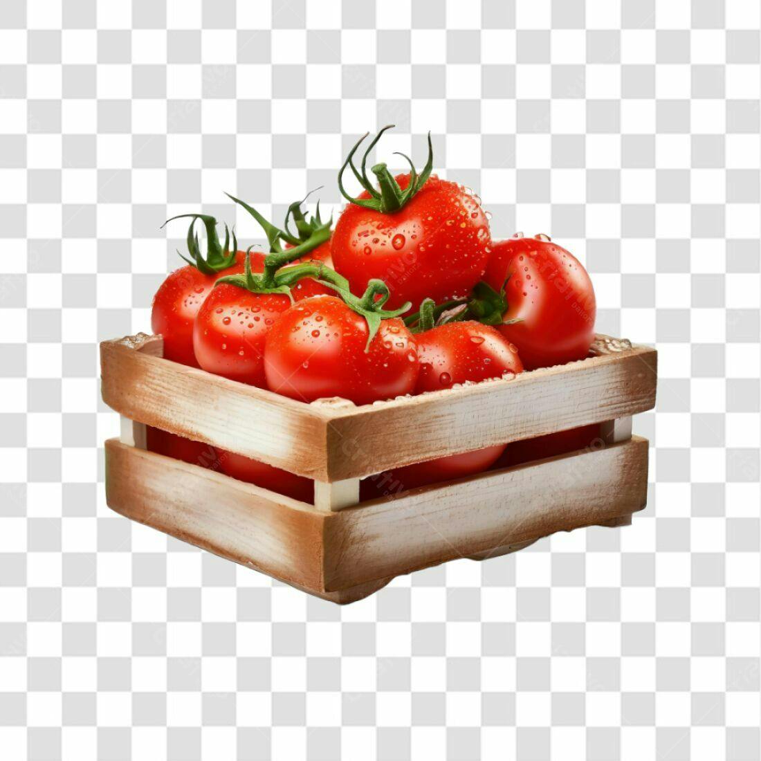 Icone Tomates Frescos Caixa Madeira PNG com fundo transparente