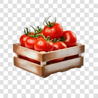 Elemento caixote com tomate para composição png transparente sem fundo 01