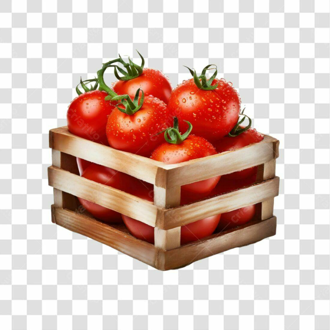 Imagem PNG Tomates em Caixa de Madeira com fundo transparente