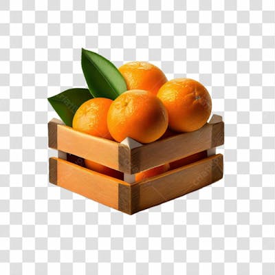 Elemento Caixote Com Laranja Para Composição Png Transparente Sem Fundo 01
