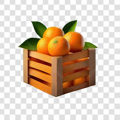 Elemento Caixote Com Laranja Para Composição Png Transparente Sem Fundo 02