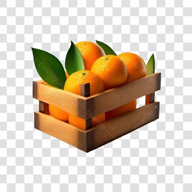 Elemento caixote com laranja para composição png transparente sem fundo 03