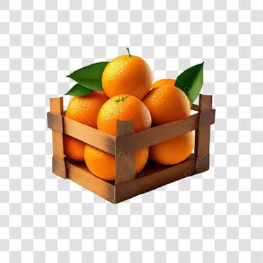 Elemento caixote com laranja para composição png transparente sem fundo 04