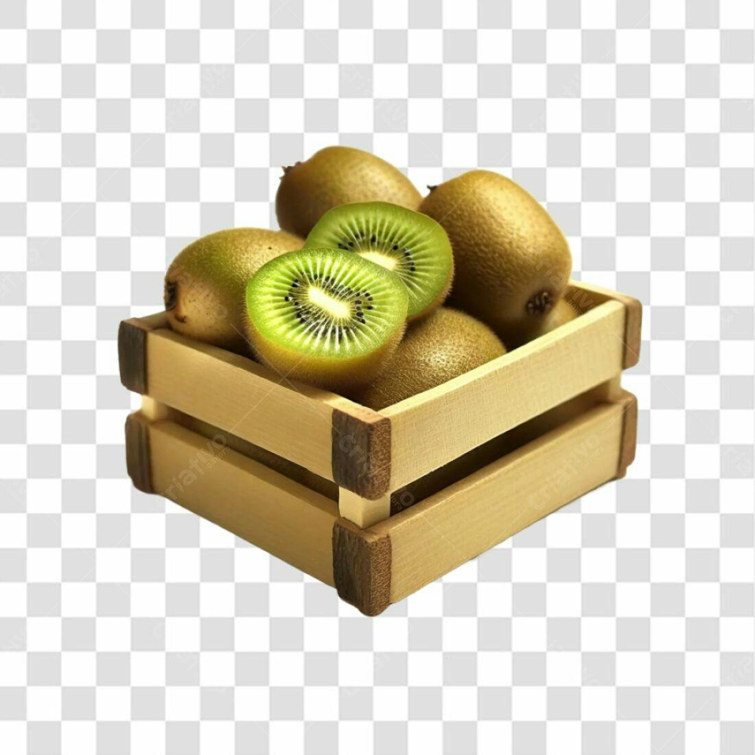 Icone Kiwi Caixa Madeira PNG com fundo transparente