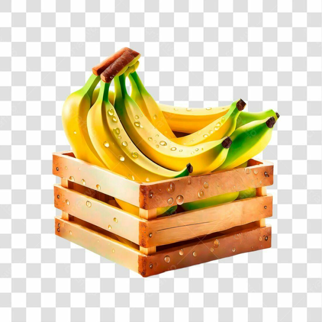Icone Frutas Bananas em Caixa PNG com fundo transparente
