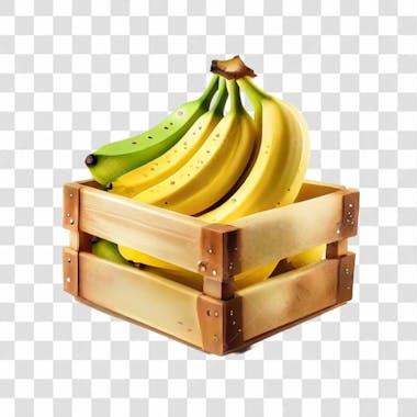 Elemento caixote com banana para composição png transparente sem fundo 01