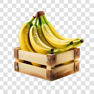 Elemento caixote com banana para composição png transparente sem fundo 02