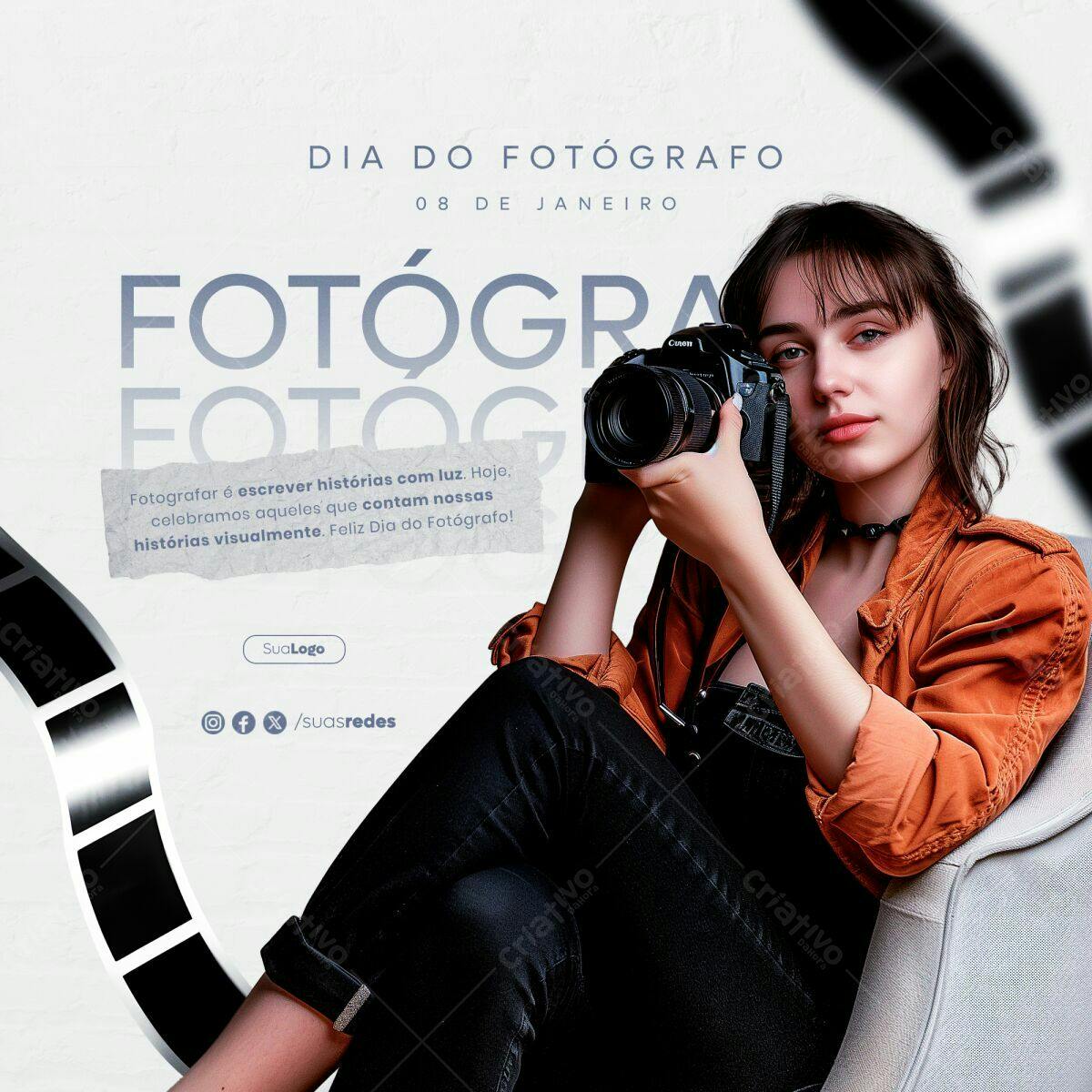 Flyer Dia do Fotógrafo PSD Editável