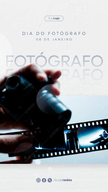 Dia do fotógrafo 8 de janeiro story social media post