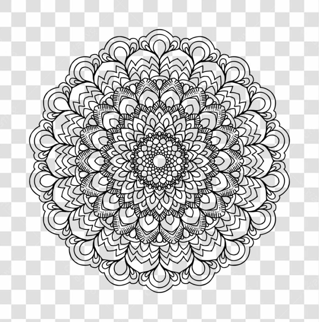 Ícone Mandala Preto e Branco PNG com fundo transparente