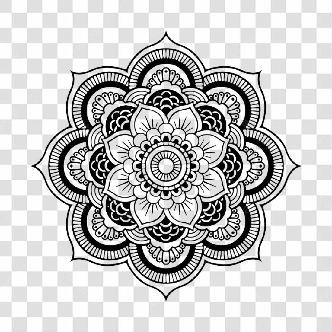 Icone Mandala Preto e Branco PNG com fundo transparente