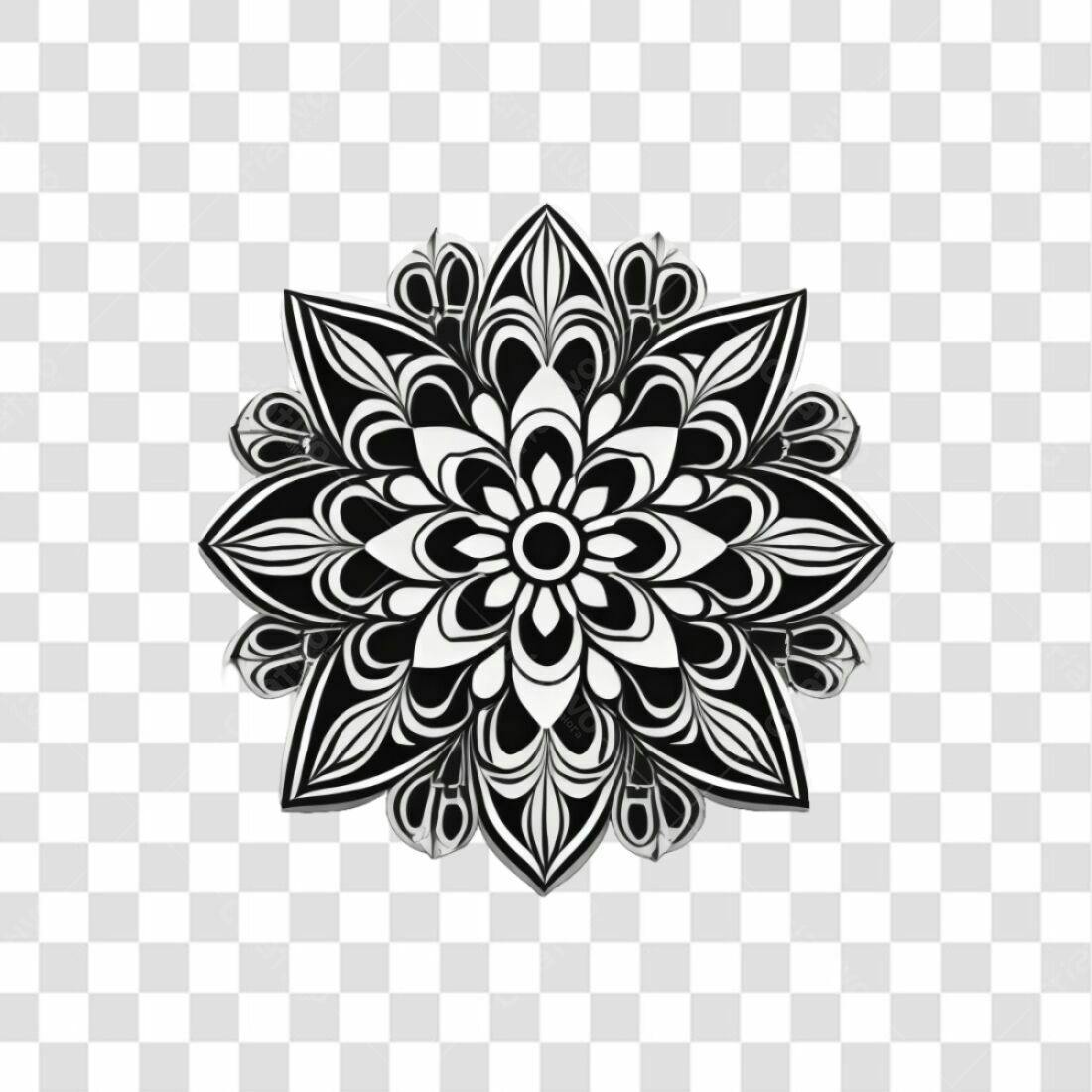 Icone Mandala Preto e Branco PNG com fundo transparente