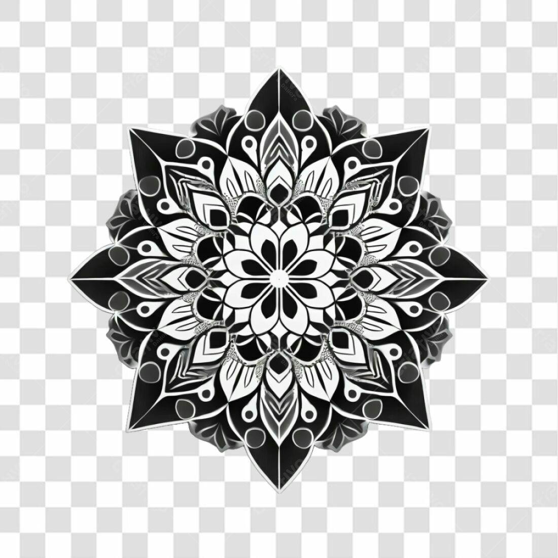 Icone Mandala Preto e Branco PNG com fundo transparente