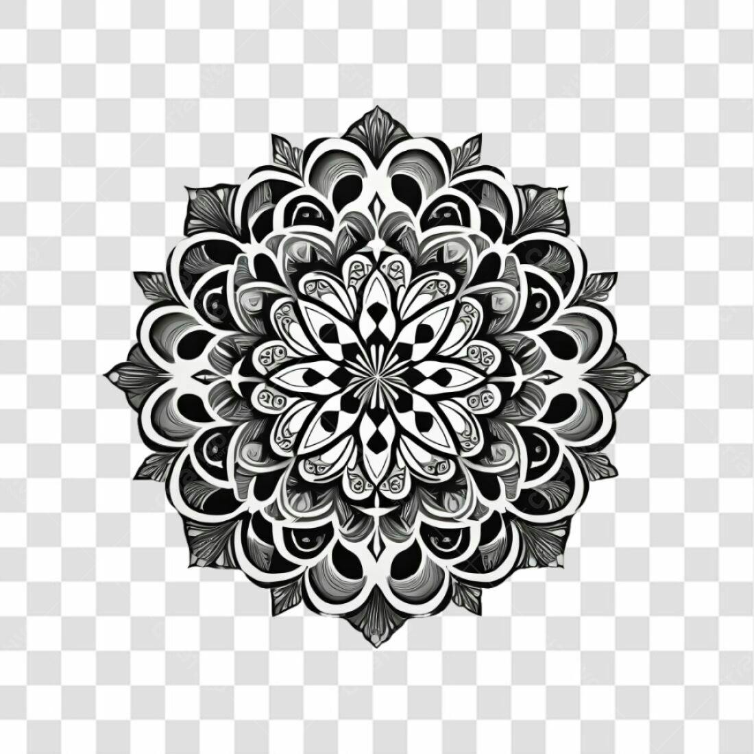 Ícone Mandala Preto e Branco PNG com fundo transparente