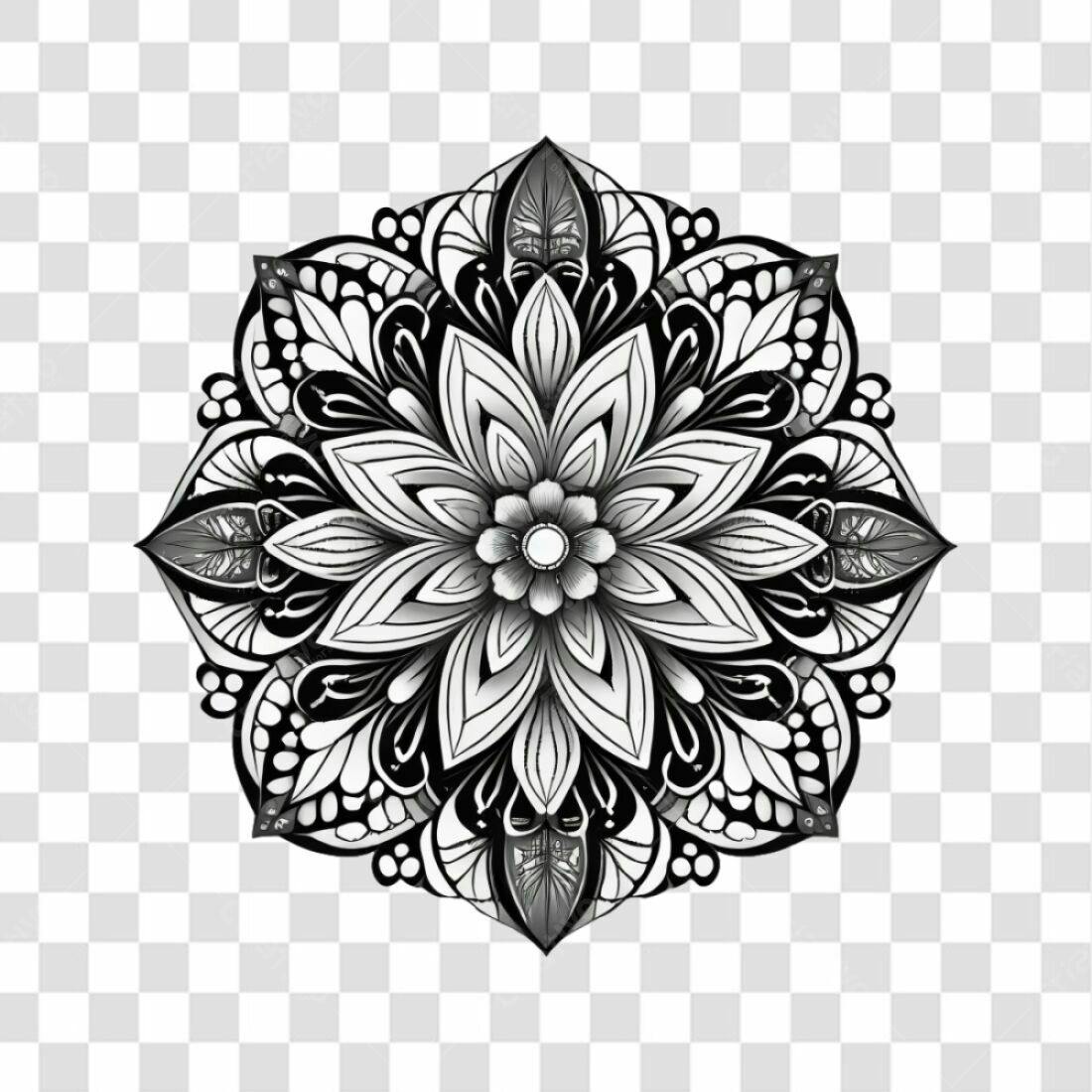 Icone Mandala Preto e Branco PNG com fundo transparente