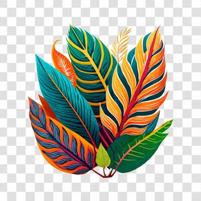 Folhas Tropicais Coloridas Para Composição Png Transparente Sem Fundo  11