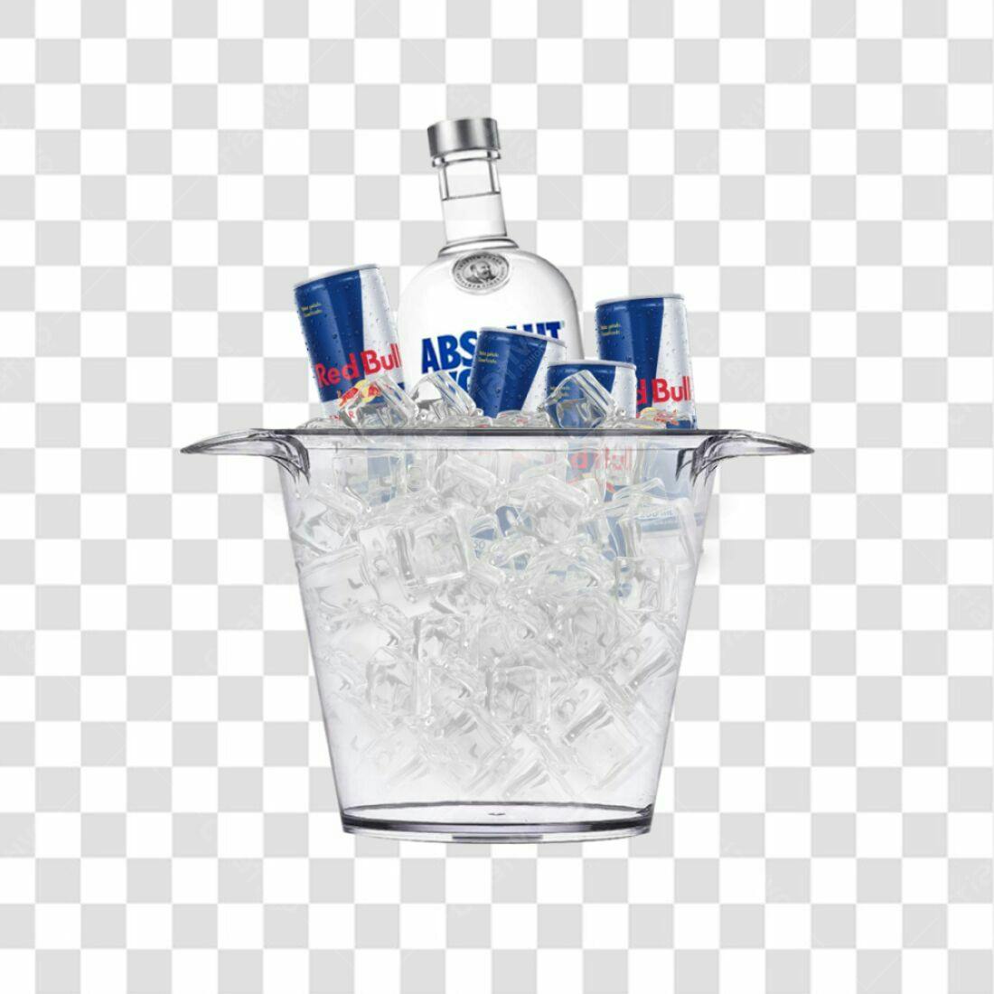 Imagem Balde de Gelo com Vodka e Red Bull PNG com fundo transparente
