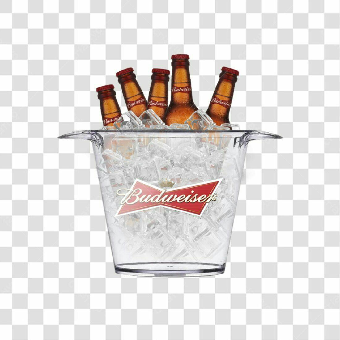 Imagem Cerveja Budweiser em Balde PNG com fundo transparente