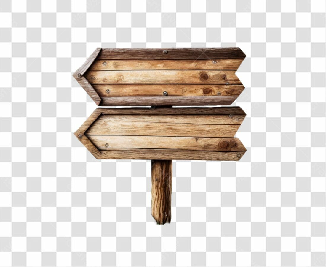 Indicador de madeira rústico PNG com fundo transparente