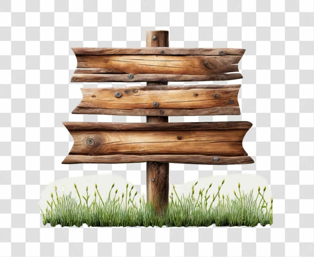 Placa de madeira rústica PNG com fundo transparente