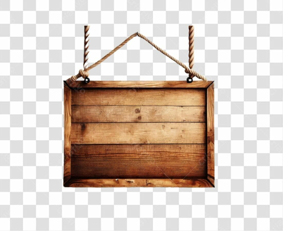 Placa de madeira rústica PNG com fundo transparente