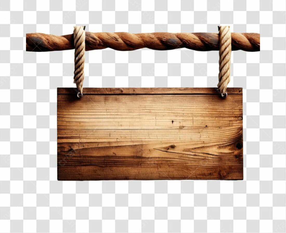 Placa de Madeira PNG com fundo transparente