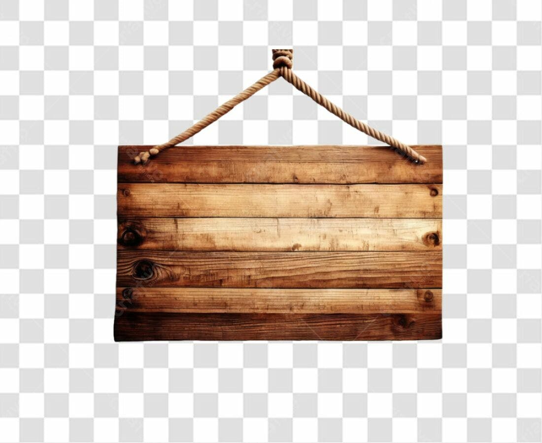 Placa de Madeira PNG com fundo transparente