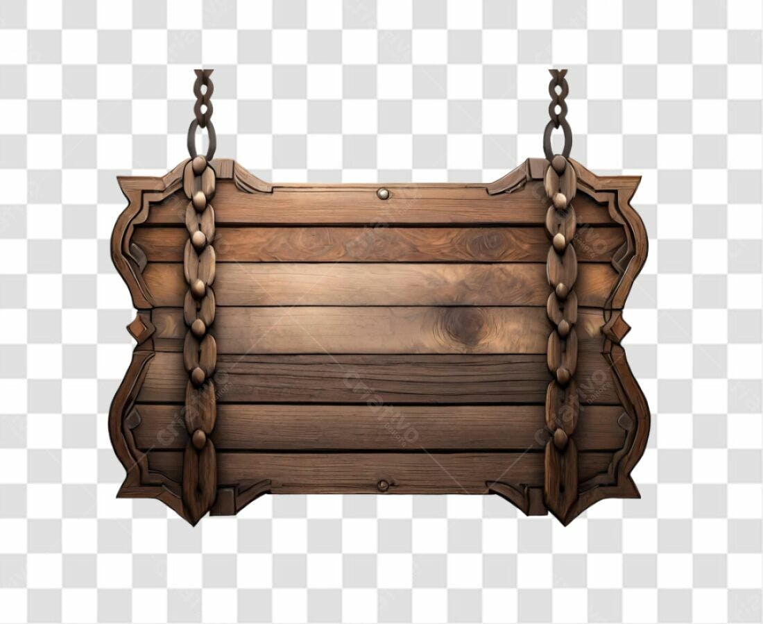 Placa de madeira rústica PNG com fundo transparente