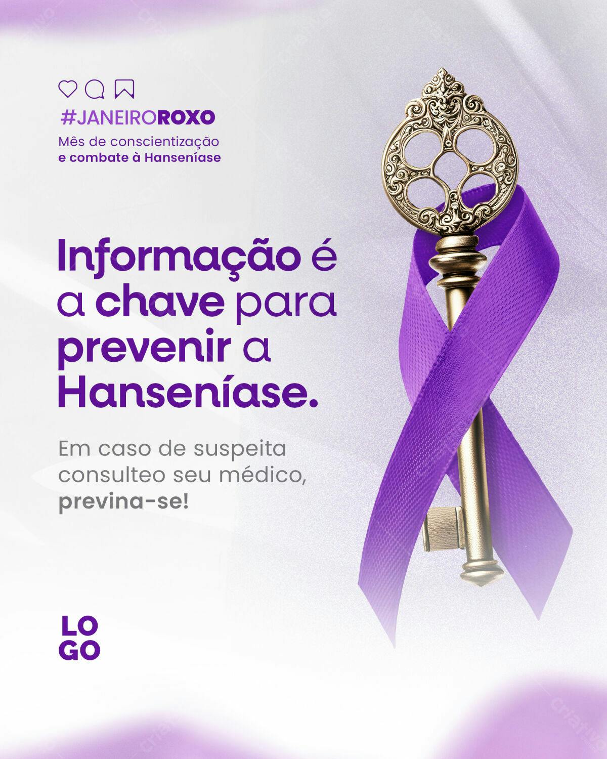 Post para Janeiro Roxo PSD Editável