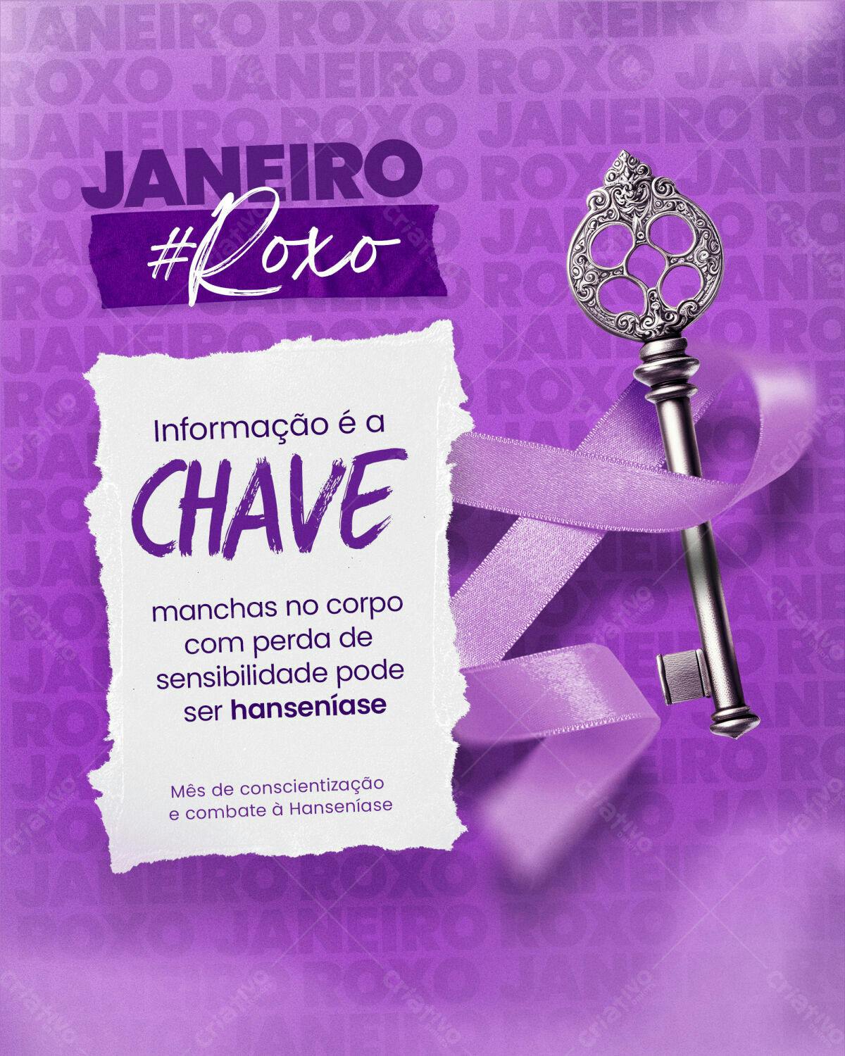 Cartaz Janeiro Roxo PSD Editável